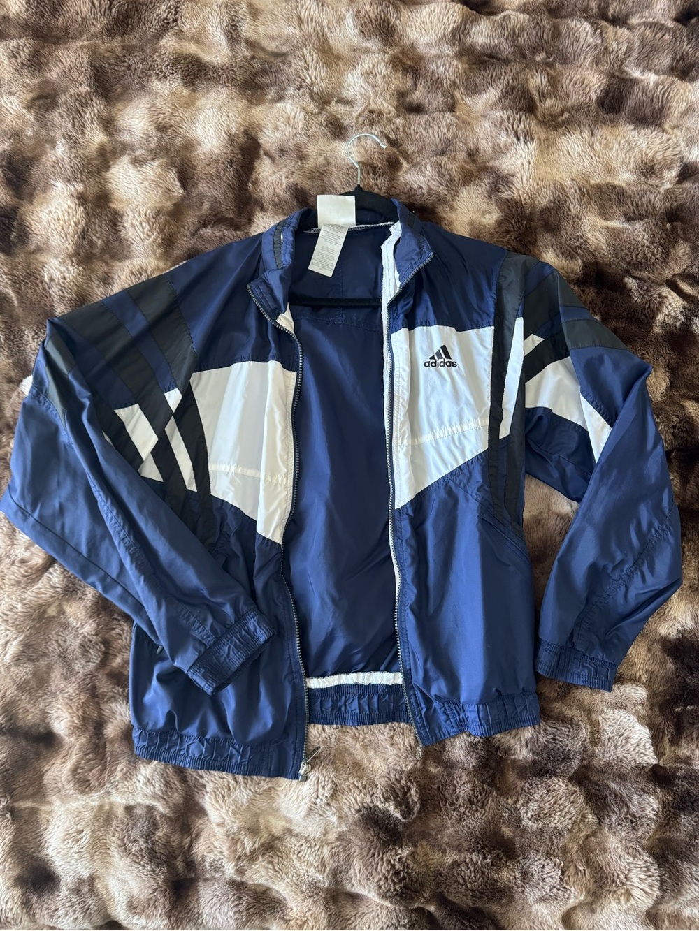 adidas Navy and White Zip Front Track Jacket
